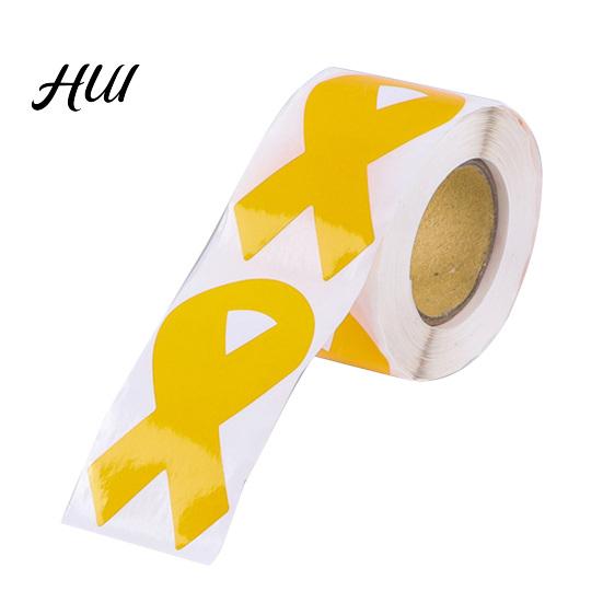 Gold Ribbon Merchandise Golden Stickers Childhood Cancer COPD Awareness Self-adhesive Shape for Fundraising Campaigns Support Decals 1pc