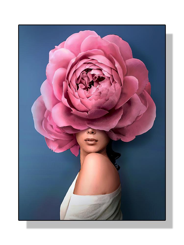 

Современная сексуальная женщина с цветами голова плакат холст картина абстрактная мода леди настенное искусство для гостиной украшение дома Куадрос 50x70cm No Frame