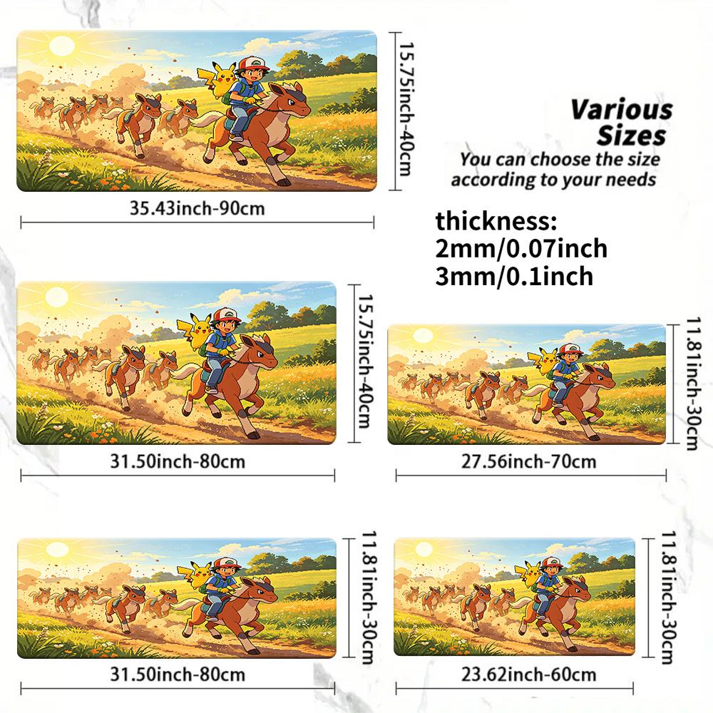 Pokemon Ash Pikachu Kissing in Flower Field Gaming Desk Mat NonSlip Washable Mouse Pad 30x80x0.2cm