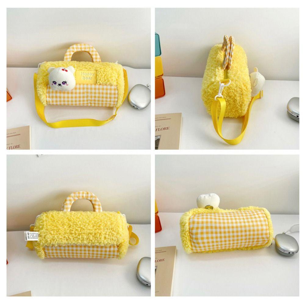 Phone Bag Doll Shoulder Bag Animals Cartoon Plush Schoolbag Cylindrical Plush Backpack  Lady