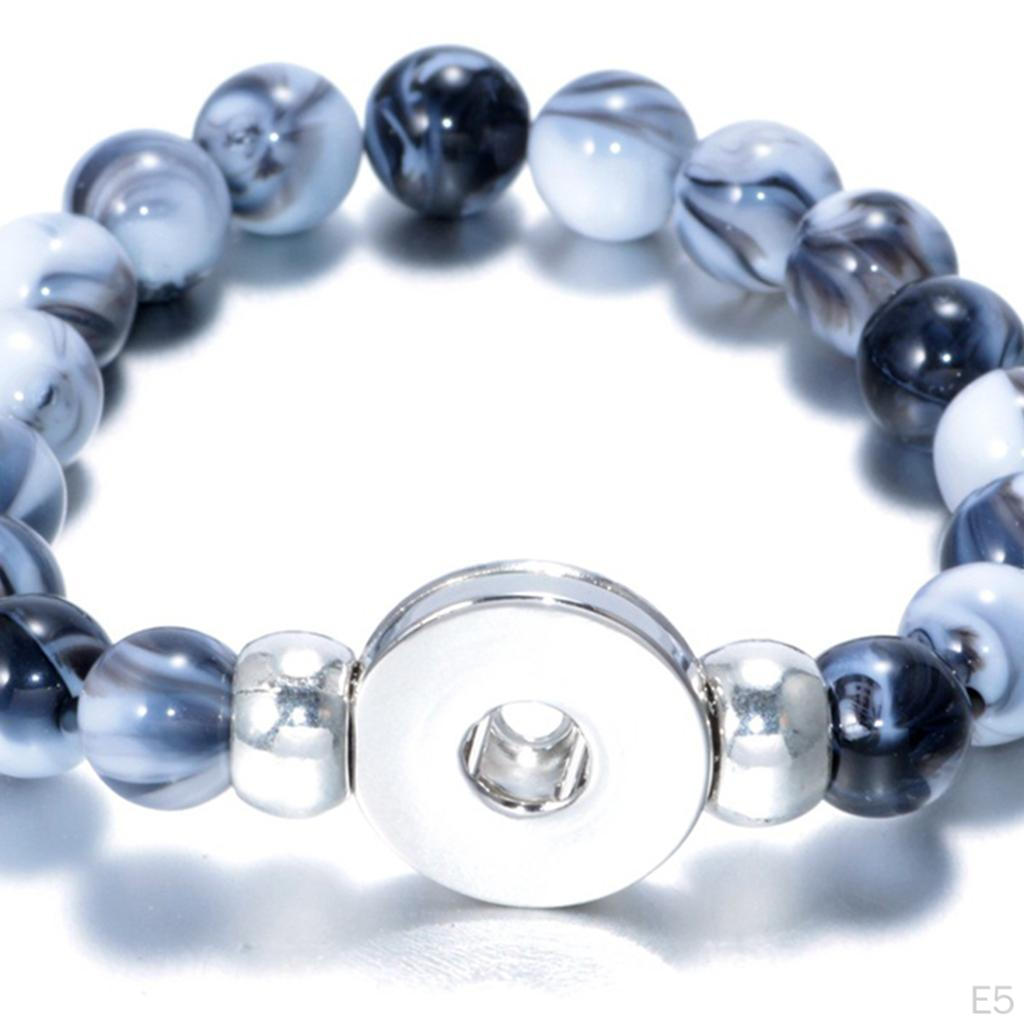 18mm Resin Beads Bangles Snap Button Bracelets Jewelry Making Kit Gifts 23cm