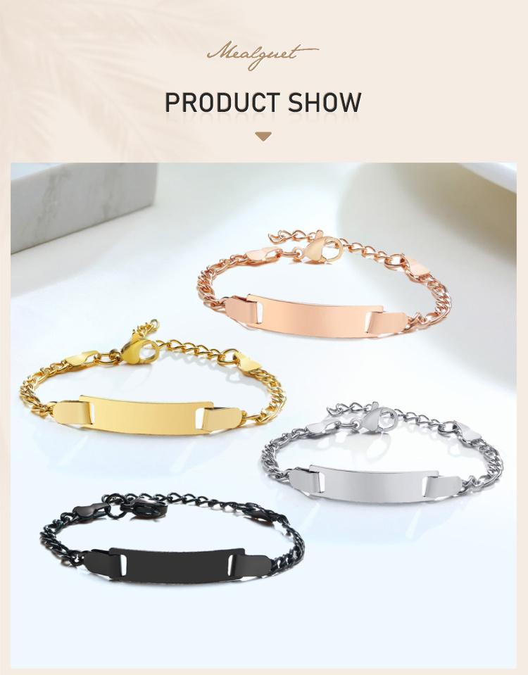Baby Kids Bracelet, Stainless Steel Chain Bracelet Adjustable Link Without Name,Girl Boy Children Birthday Gift
