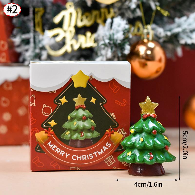 Christmas Decorations Resin Miniature Figurines Mini Santa Claus Snowman Xmas Tree For Xmas Goodie Bag Fillers Party Favors