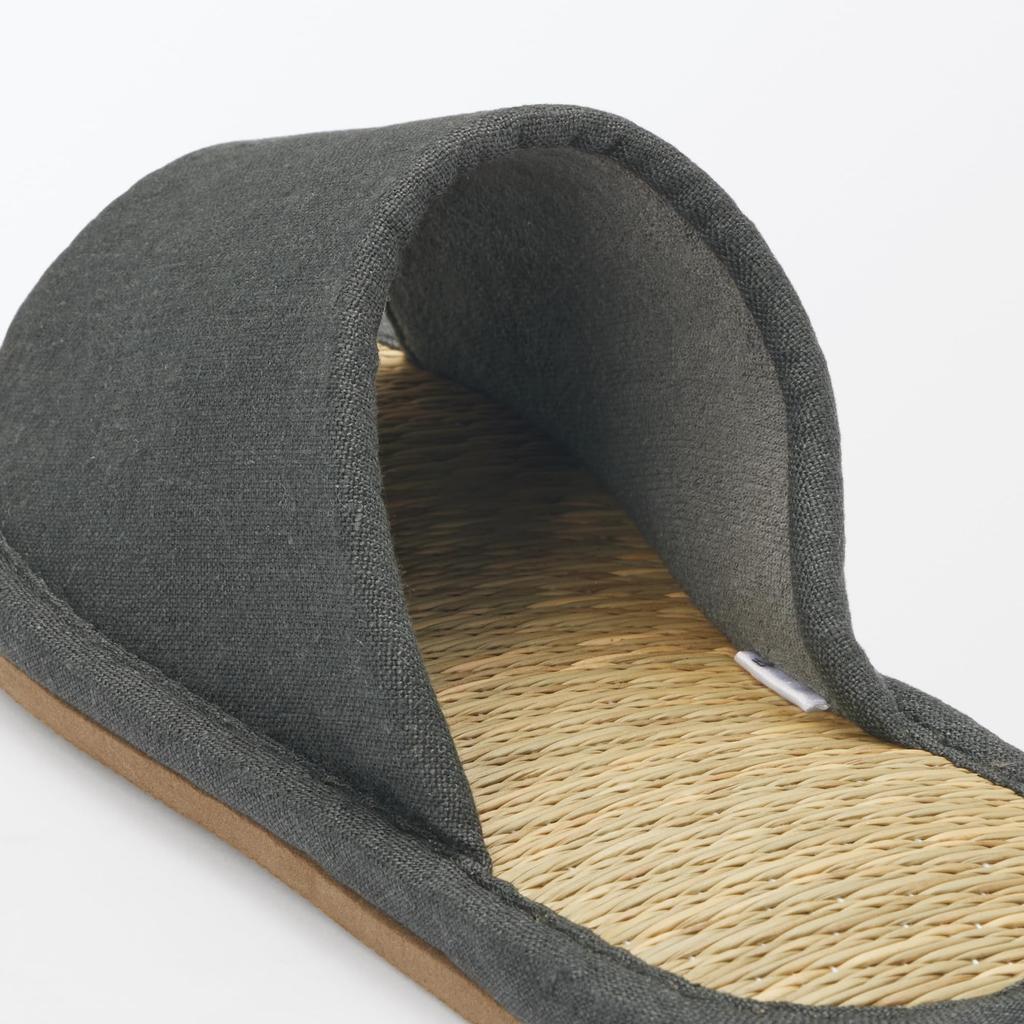 Igusa Front Charcoal XL [MUJI] Slippers, Slippers, Opening, 84774577, Gray,