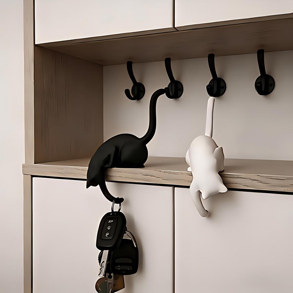 1/2pcs Cute Cat-Shaped Hooks Multi-Purpose Hanging Storage Hook with Handheld Light for Bedroom Livingroom Decor Ornament Hanger