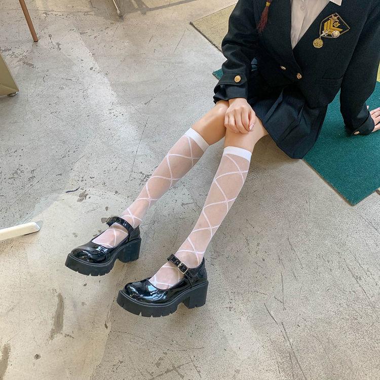 

Прозрачные гольфы белые | Женские JK летние тонкие гольфы до колена/длинные носки - Трендовые носки-полутрубы в японском стиле