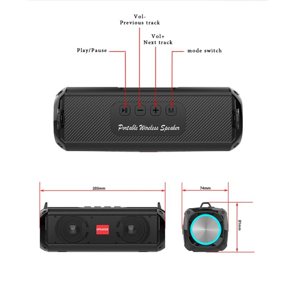 Popular RGB LED Lights Speaker EBS-045 BT 5.0 Portable Wireless Bluetooth Music Player Micrphone Built TF Card Support