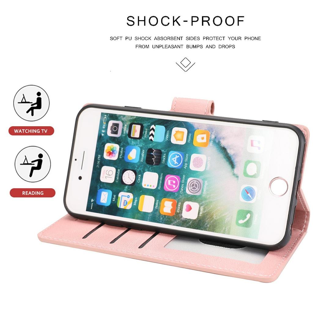 Für iPhone 16e Hülle PU Leder Handyhülle mit Brieftasche Ständer