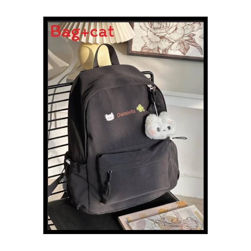Soft Girl Cat Cartoon Backpack With Nylon Material For School Use