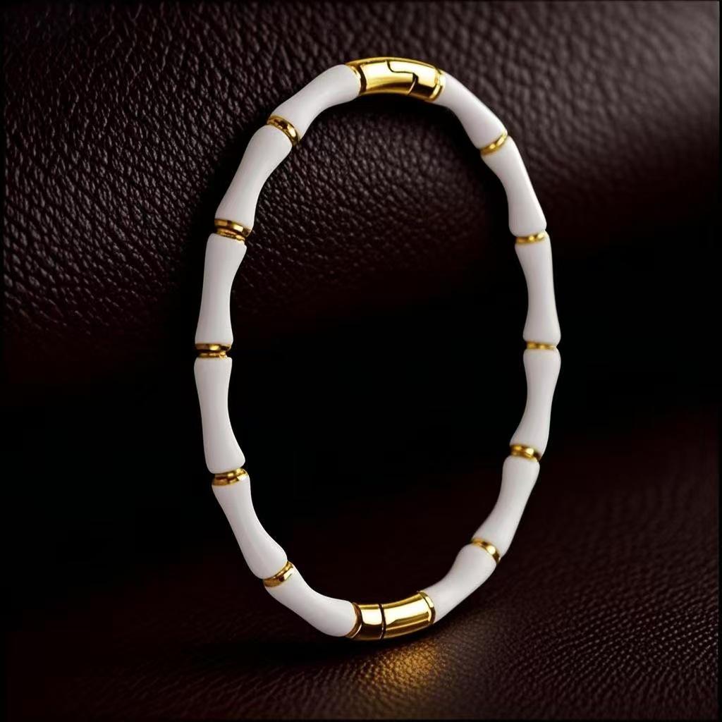 Elegant Bamboo Titanium Steel Bracelet for Women - Versatile and Fashionable European & American Style
