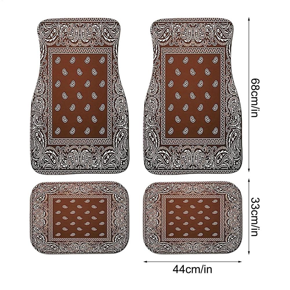 Turkish Persian Style Carpet Car Floor Mats European Ethnic Boho Car Floor Mats Pad 4Pcs Front And Rear Mats Set Car Accessories