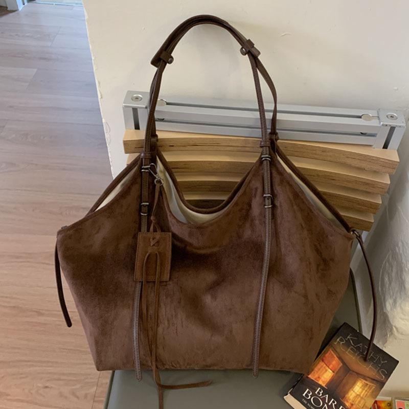 Suede Leopard Print Bag Women's Large-capacity New Autumn and Winter Retro Shoulder Shopping Bag Tote Bag