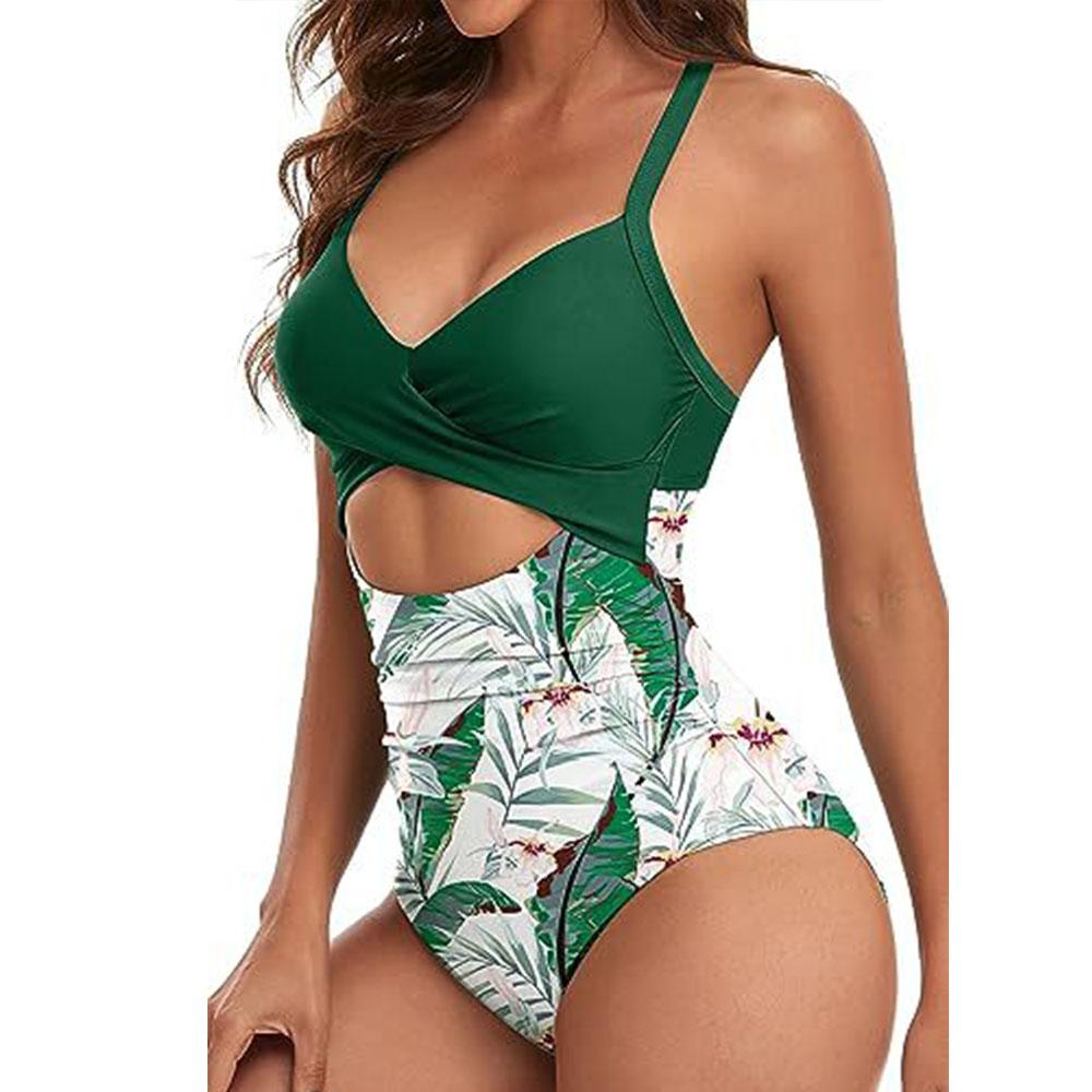 Kadın Tek Parça Mayolar Karın Kontrol Kesim Yüksek Belli Mayo Wrap Geri Kravat 1 Parça Mayo