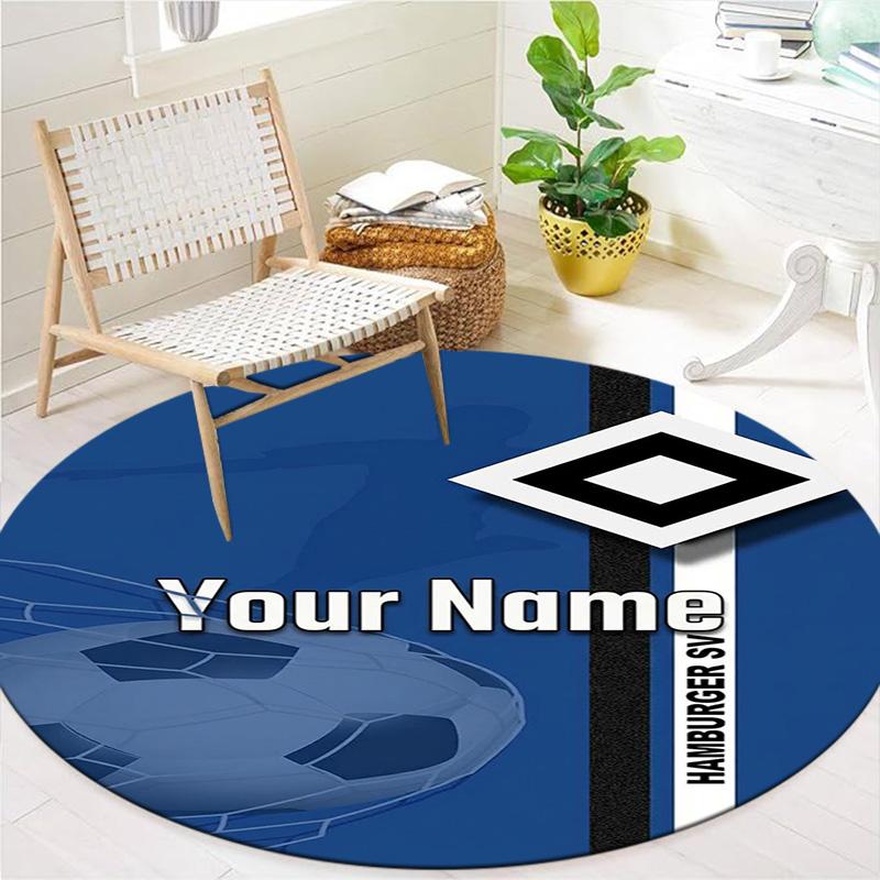 Blue Diamond Emblem Custom Name Round Area Rug Carpet Rug For Living Room Bedroom Sofa Playroom Decor Nonslip Floor Mat