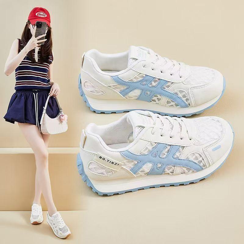 Mesh breathable sports shoes women's 2025 new summer hollow little white German training shoes versatile casual running mesh shoes