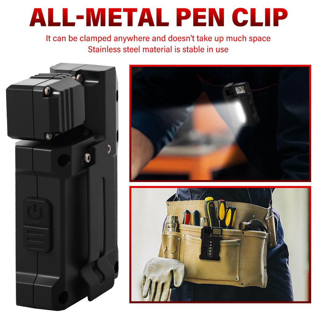 EDC Flashlight 1200mAh Mini Magnetic Flashlight Portable Pocket Double Light Sources Flashlights for Home Emergency Outdoor Car