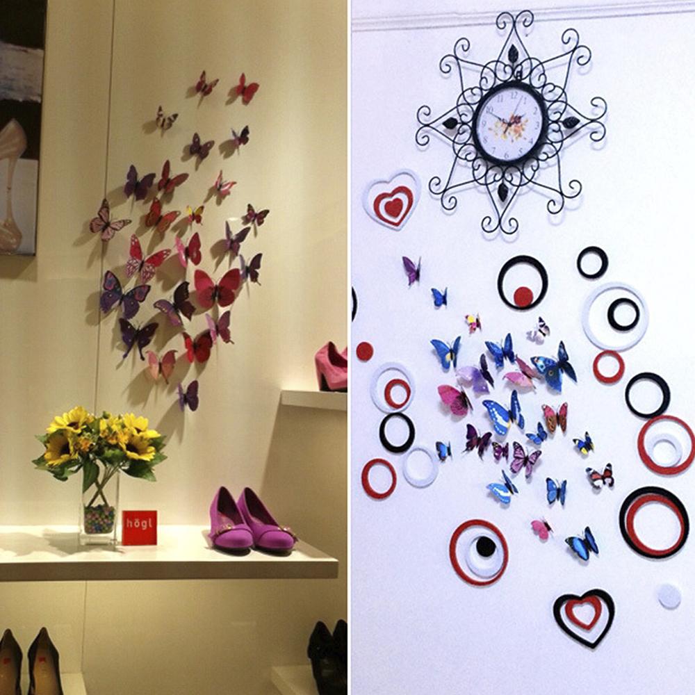 Butterflies Wall Stickers New Year Gift Home Bedroom Room Decorations 3D Butterfly DIY Art Decor Self For Living Room Decals