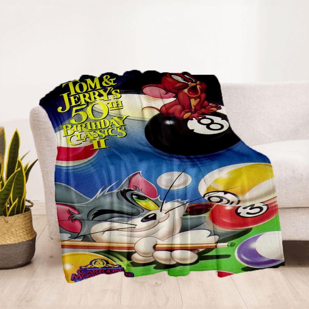 Tom & Jerry's 50th Birthday Classics II VHSBlanket Flannel Throw Blanket for Sofa, Bed, Travel, Camping, Office