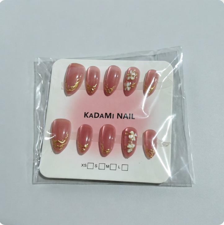 French Cherry Blossom Gilded Ice Nails: Elegant Glitter Sequins Wearable Nail Art