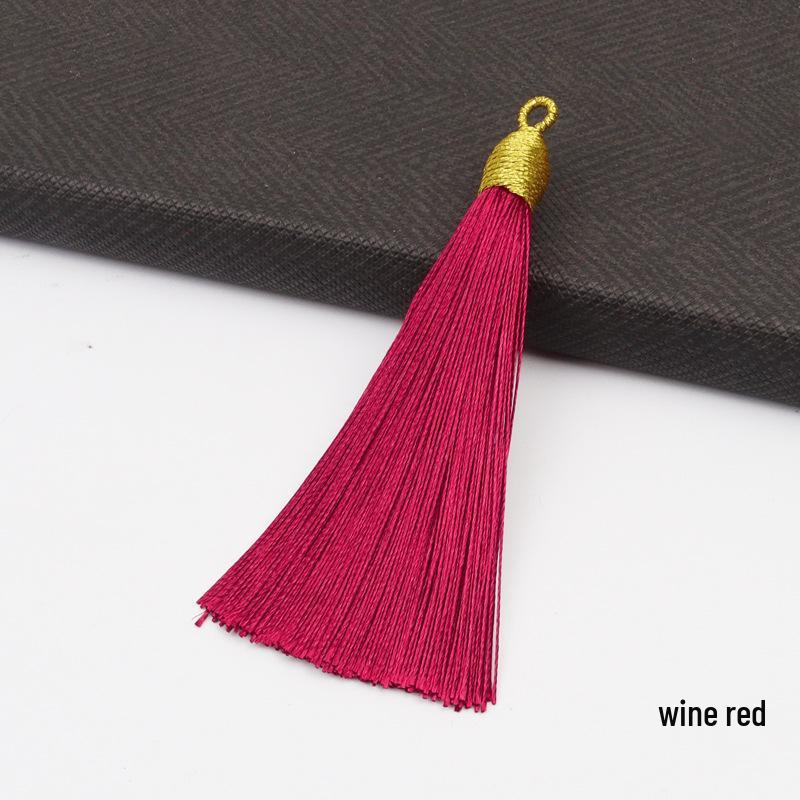 8CM Gold Threaded Cap Pull Ring Tassel Fringe Ornament Pendant Bookmark Accessory