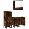 3 Piece Bathroom Furniture Set Smoked Oak Wood Based Material