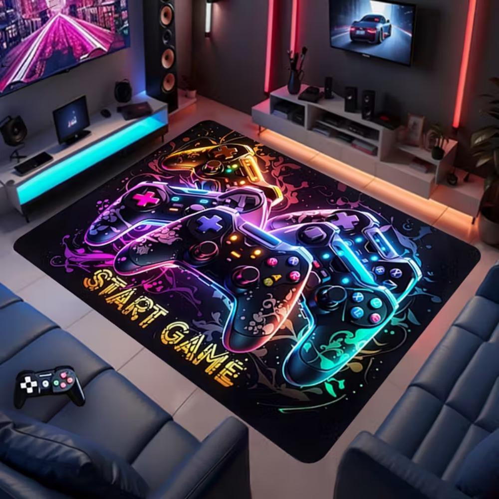Jungenzimmer Großer Gaming-Teppich Man Cave 3D-Spielteppich Controller-Design Krabbel-Spielbodenmatte für Kinder Heim-Schlafzimmer-Dekoration Teppiche