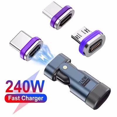240W USB-C To Type-C Adapter 180° Rotation Magnetic Fast Charging Type C Female Converter for Macbook Pro iPhone 16 15 Xiaomi