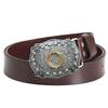 Men's Retro Leather Belt with Letter Buckle, Fashionable Cowhide Jeans Accessory