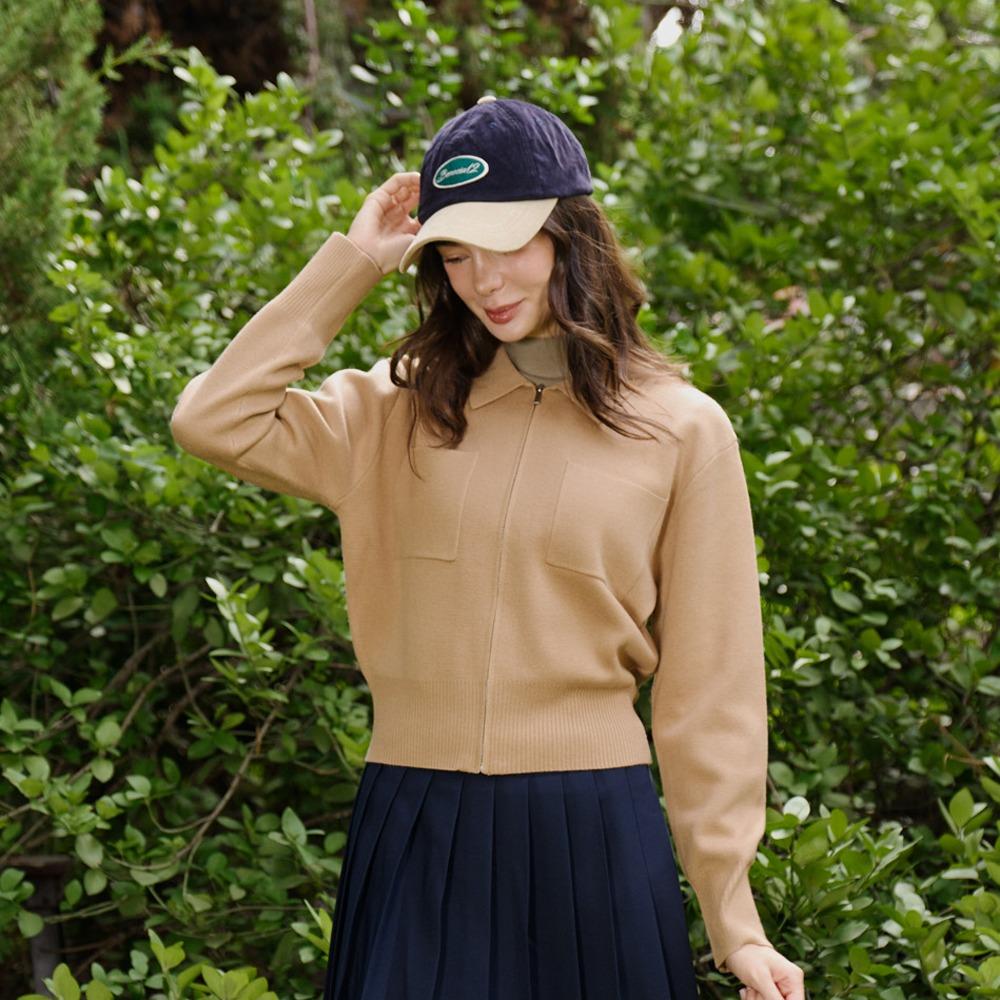 Venezia 12 Pocket Knit Zip-Up Beige Free