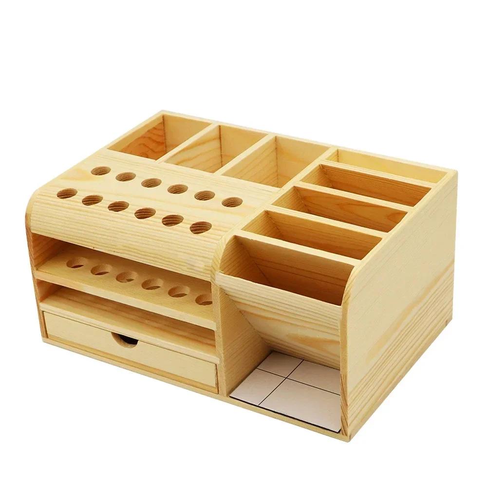 Деревянный многофункциональный ящик для хранения Отвертка Пинцет Много отделений Настольные канцелярские принадлежности Маленькие ручки Маркеры Кисти Инструменты 8290₽