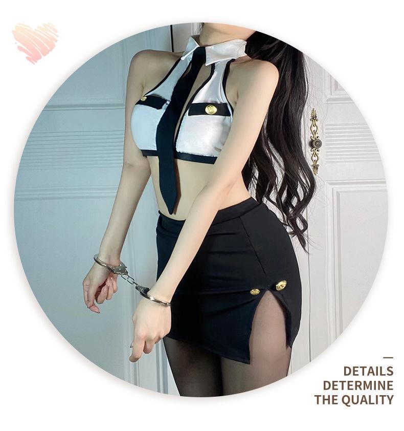 Sexy Police & Flight Attendant Roleplay Lingerie Set - Temptation Bodycon Skirt & Secretary Outfit for Couples