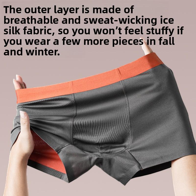 Men's Spring and Summer High Grade Light Luxury Without Mark Mulberry Silk Antibacterial Waist Four Corners Underwear
