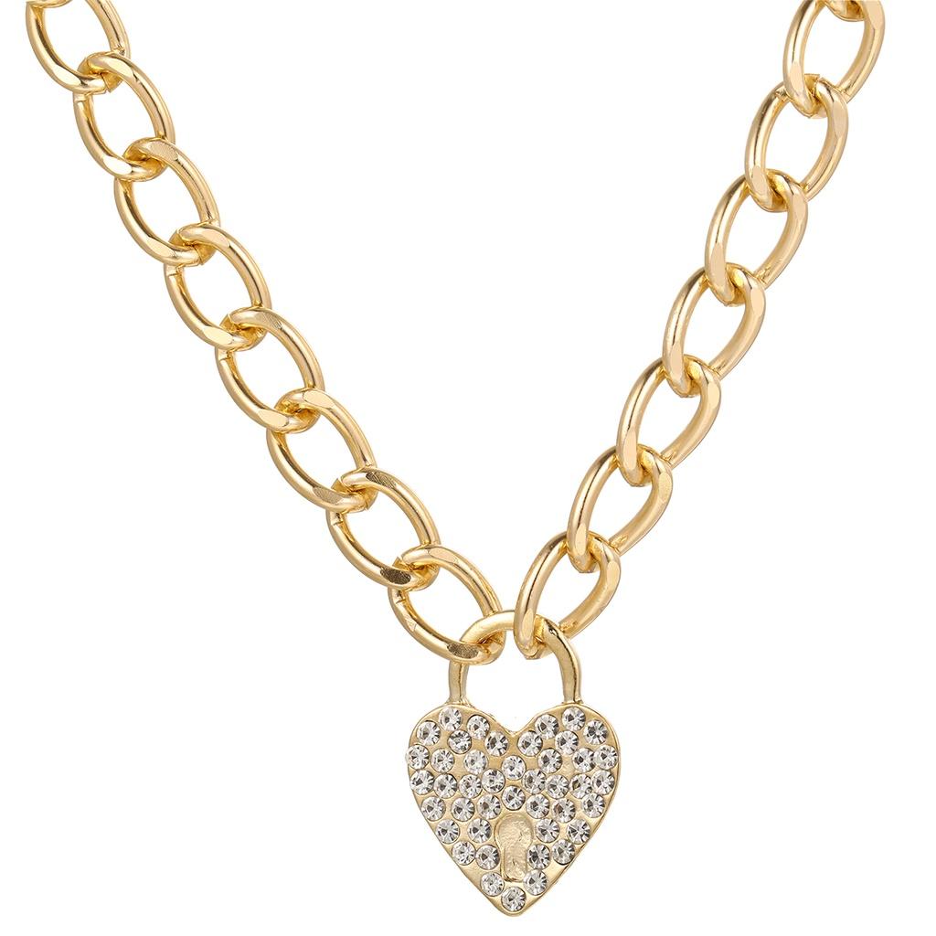 iF ME Luxury Heart Pendant Necklace for Women Crystal Gold Chain Necklaces Accessories Jewelry