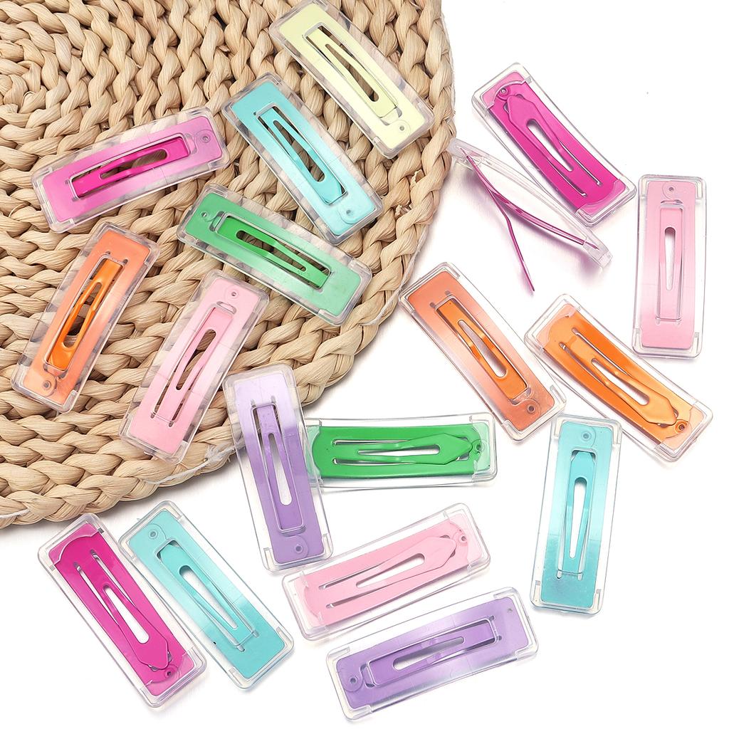 10Pcs Solid Color Hairpins BB Hair Clips Lovely Rectangle Girls Snap Clip Barrettes For Headwear Hair Style Wash Up Makeup Tools