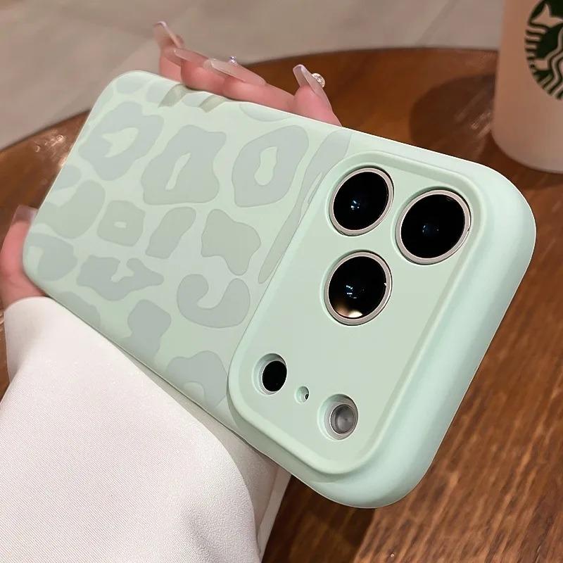 Official Liquid Silicone Leopard Pattern Phone Case For iPhone 17 16 Pro Max 17Pro Air Camera Protection Shockproof Soft Cover