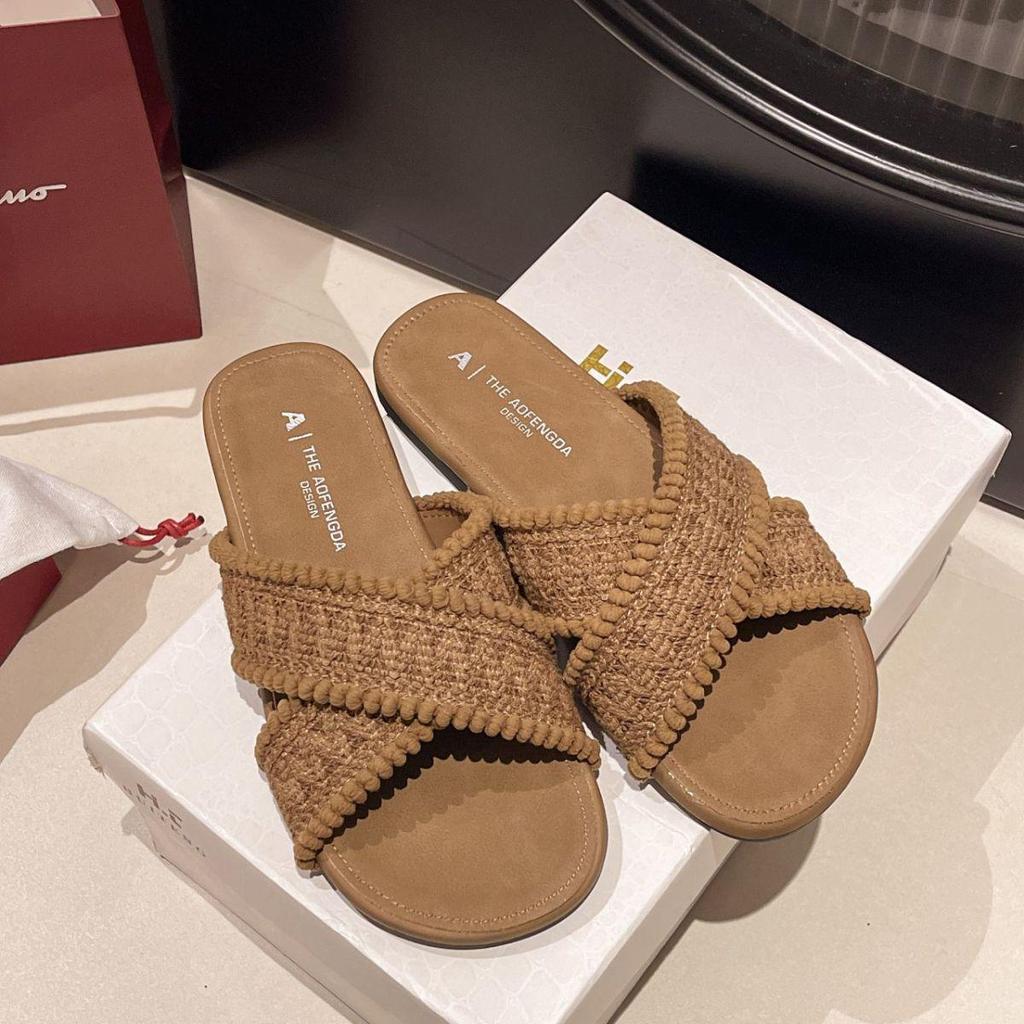 2025 Bohemia Cross Summer Retro Fairy Woven Flat Slippers