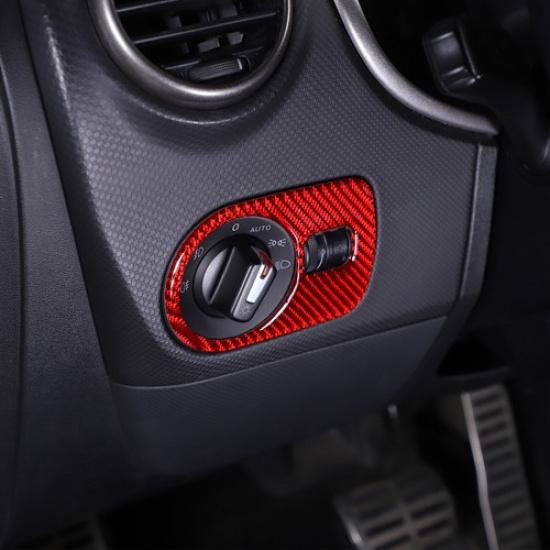 Red Carbon Fiber Headlight Adjustment Switch Trim Sticker For Seat Leon 2008-12