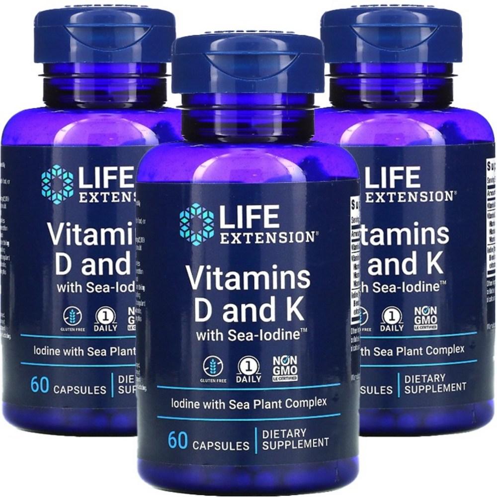 Life Extension Vitamind D & K Capsules 60 Tablets 3 Pcs