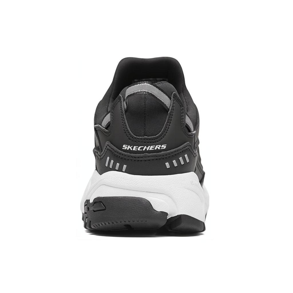 Skechers Stamina Mesh Synthetic Leather Comfortable Thick Sole Casual Low Top Dad Shoes Men Sneaker White Black 666028-BLK