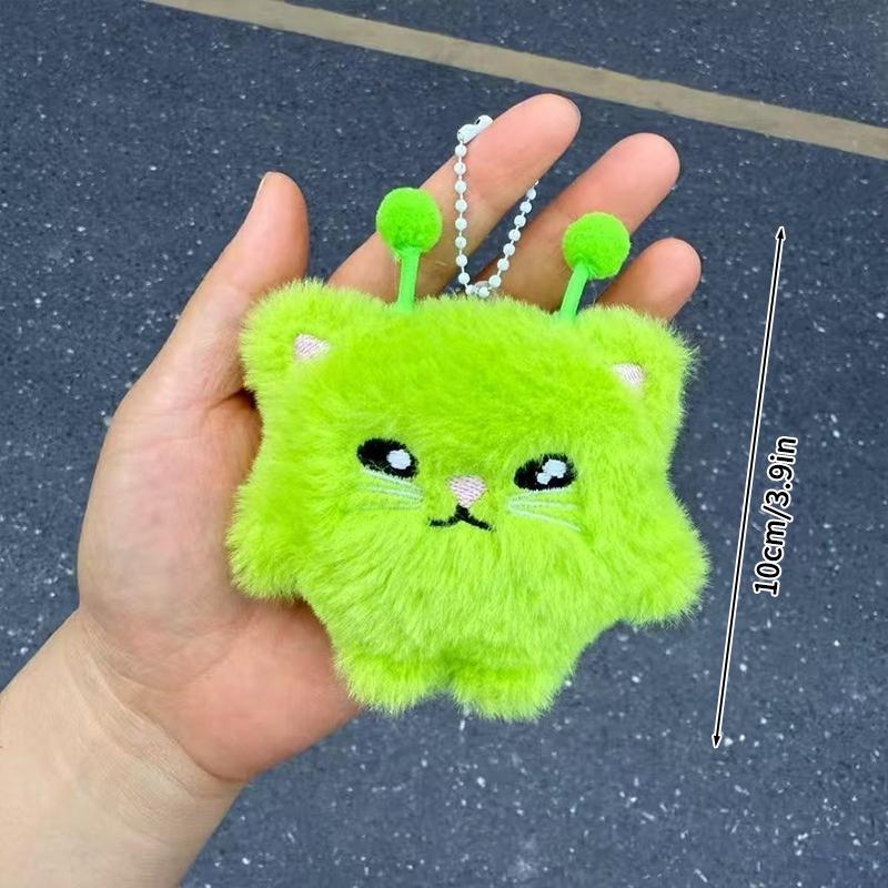 Porte-clés Chat de dessin animé Porte-clés en peluche pour sacs Charms mignons pour sacs Accessoires Cadeaux de fête Pendentifs pour sac à dos green