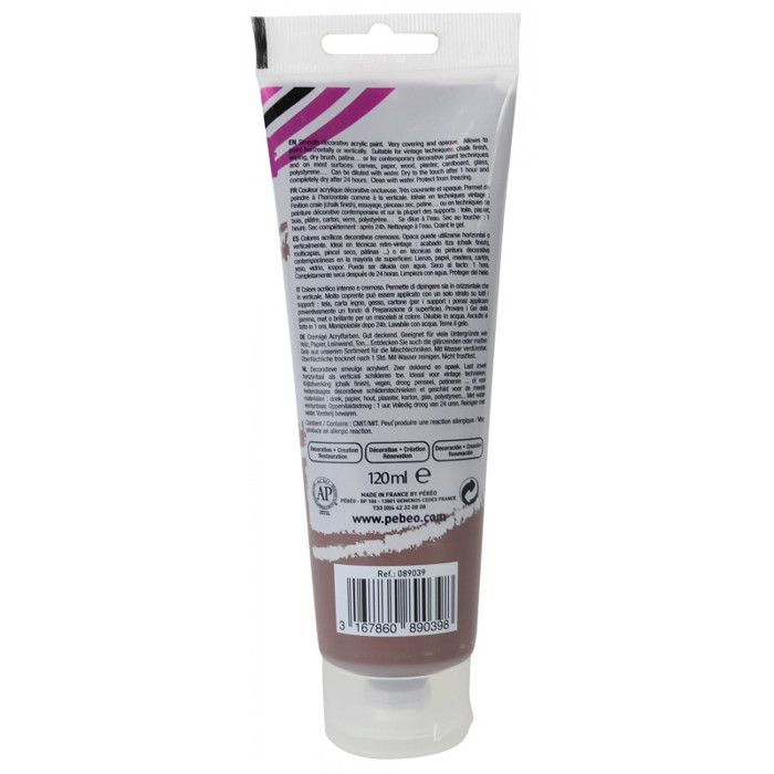 Peinture acrylique - PEBEO - DecoCrème - Brun varech - 120 ml - Finition Mat