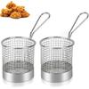 2PCS Mini Round Stainless Steel Deep Fry Basket, French Chip Frying Serving Food Baskets Mini French Fry Chips Baskets Net for Snacks Reusable Fries