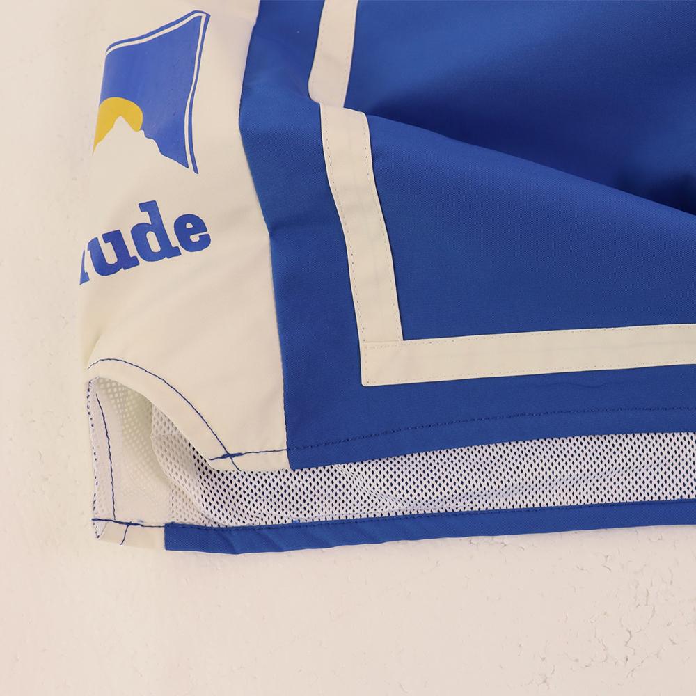 8691 Men's Logo Print Casual Shorts, Elastic Waist Drawstring Nylon Shorts, Summer Streetwear Beach Swim Trunks