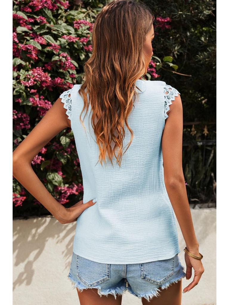 Women's Summer 2025 Pleated Lace Tank Top - New Style Fashion