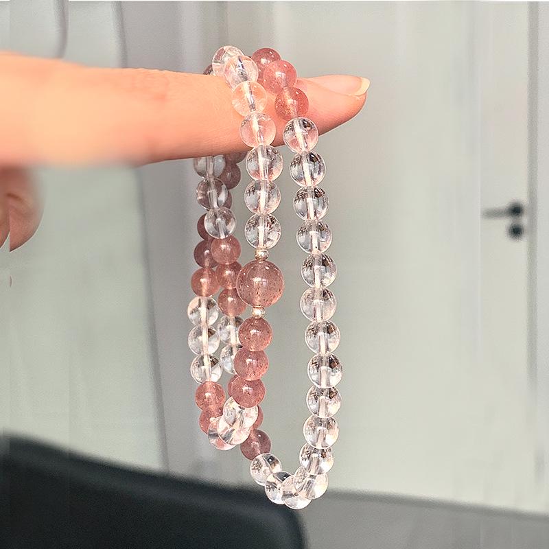 Chinese Strawberry Crystal Multi-Strand Bracelet - Fresh & Translucent Design for Women, Perfect Summer Accessory