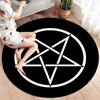 Pentacle Symbol Rug, Pentagram Patterned Round Carpet, Satan Devil's Trap, White On Black Supernatural Carpet