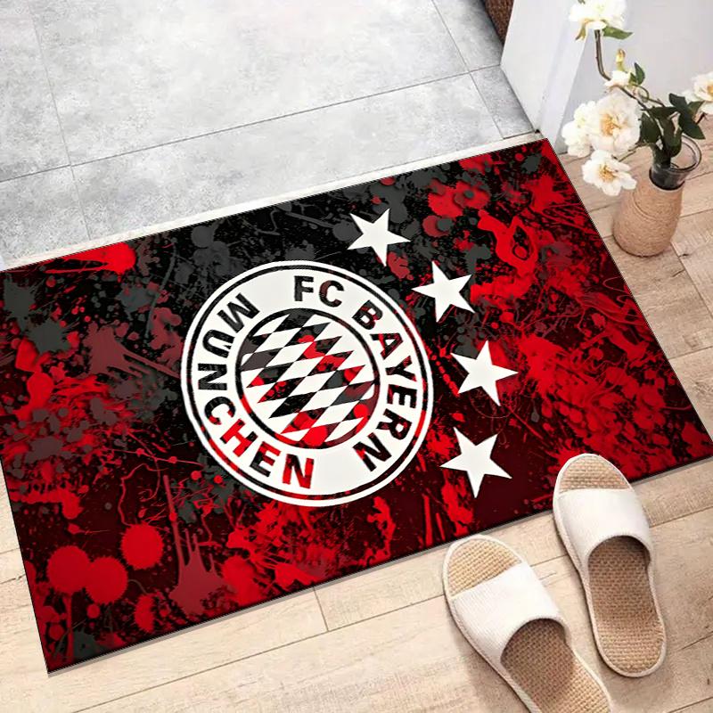 Fußball Bayern Polyester Teppich, Weiche Indoor Matte für Bürostuhl, Wohnzimmer, Schreibtisch - Dekoratives Home Office Teppich Design