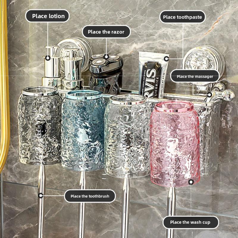 Toothbrush Rack, Wall-mounted Electric Toothbrush Stand Without Drilling Holes, Brushing Cup, Mouthwash Cup, Dental Ware Set, Suction Cup