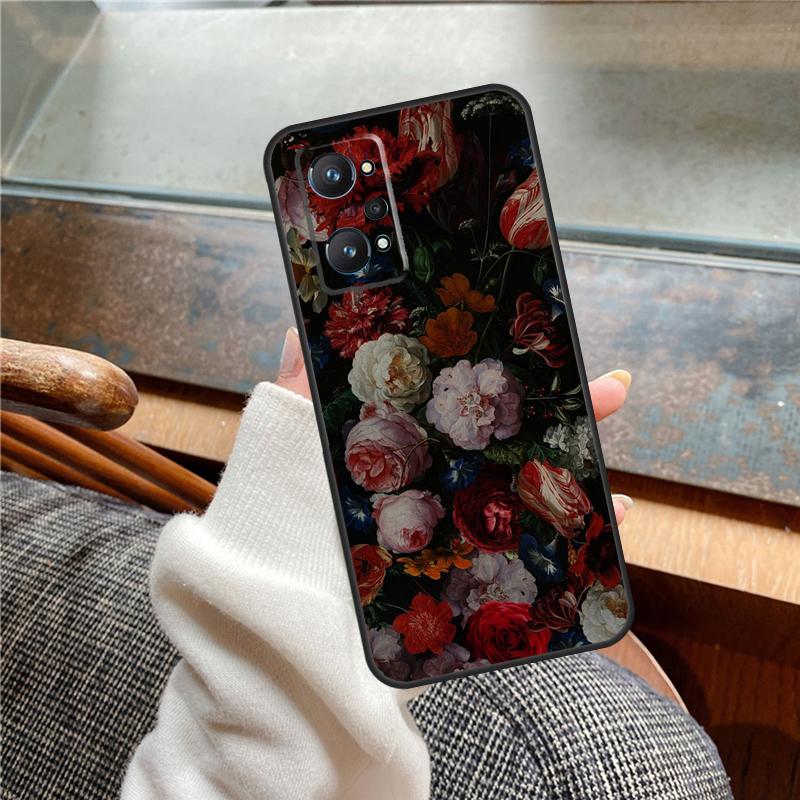 Midnight Floral Case For Realme 11 12 13 14 Pro Plus C53 C55 C51 C25 C63 C61 C65 C67 C71 C75 GT6 GT7 15 Pro