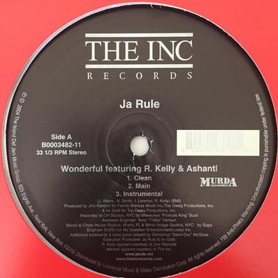 Disc de 12 inch JA RULE, R. KELLY & ASHANTI - Wonderful B000348211 The Inc Records 2004 SUA Rap & Hip-Hop/R&B Folosit